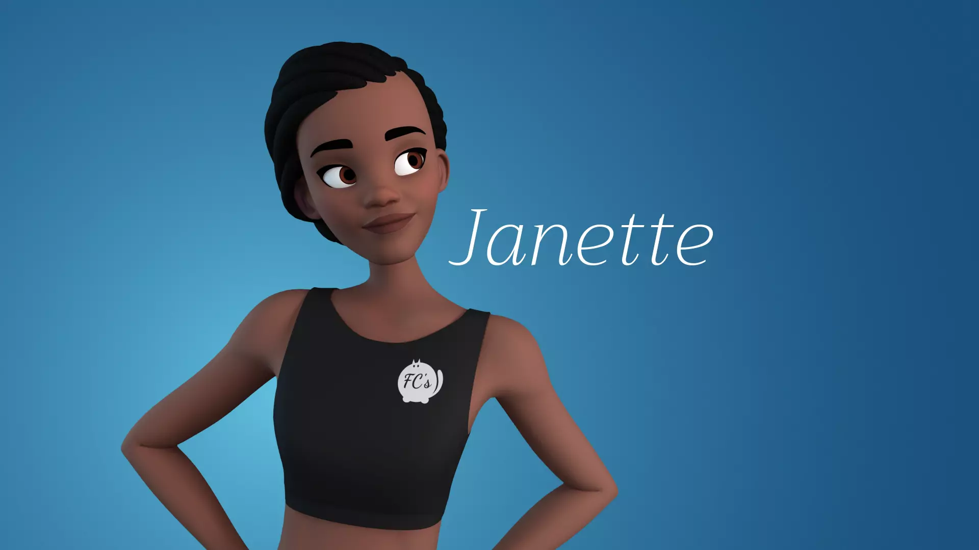 Janette cartoon female character 3D model_0
