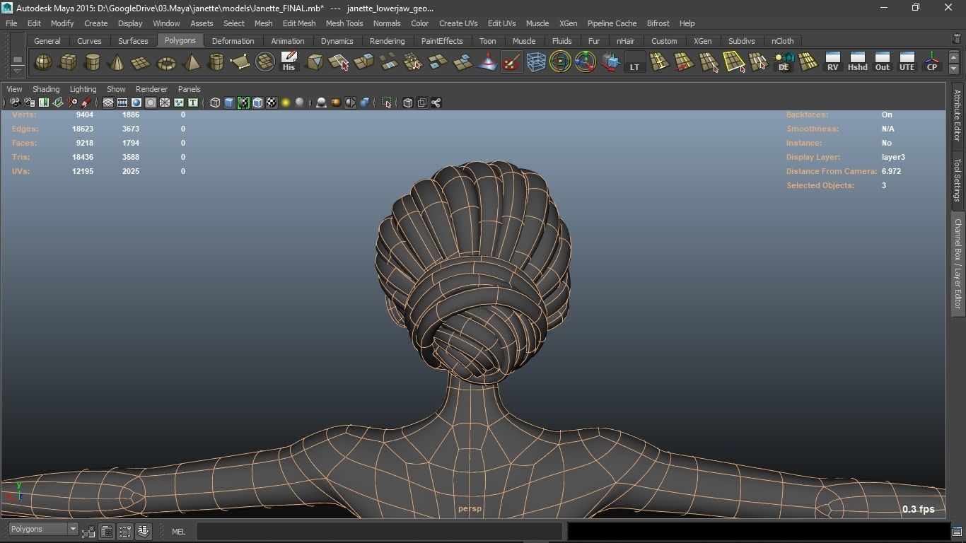 Janette cartoon female character 3D model_15