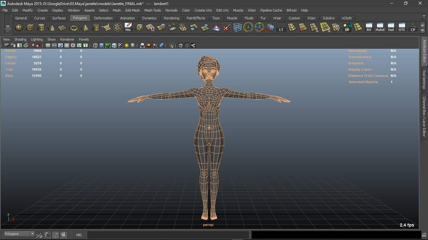 Janette cartoon female character 3D model_3