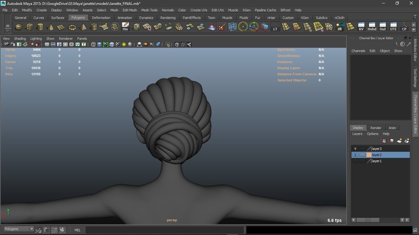 Janette cartoon female character 3D model_40