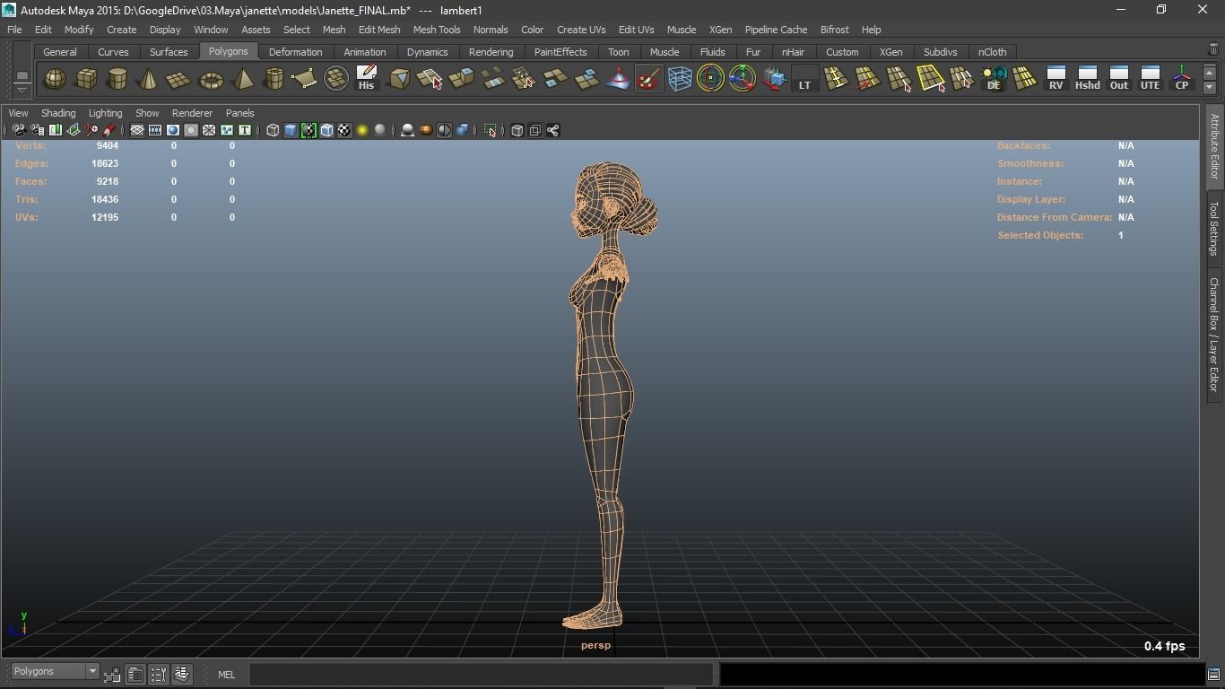 Janette cartoon female character 3D model_5