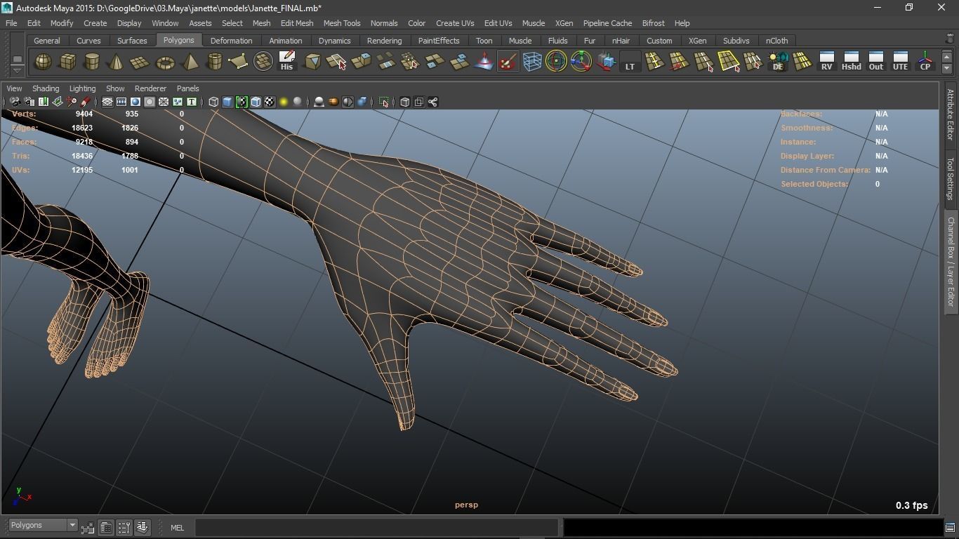 Janette cartoon female character 3D model_24