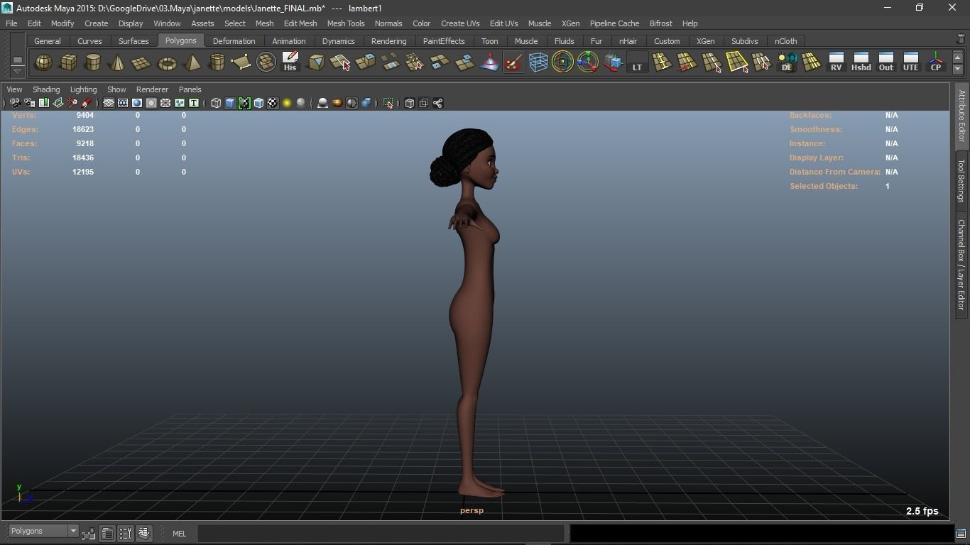 Janette cartoon female character 3D model_8