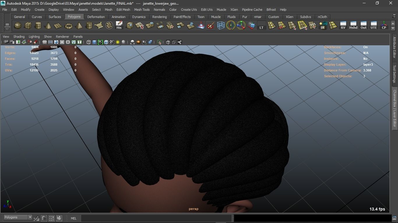 Janette cartoon female character 3D model_18