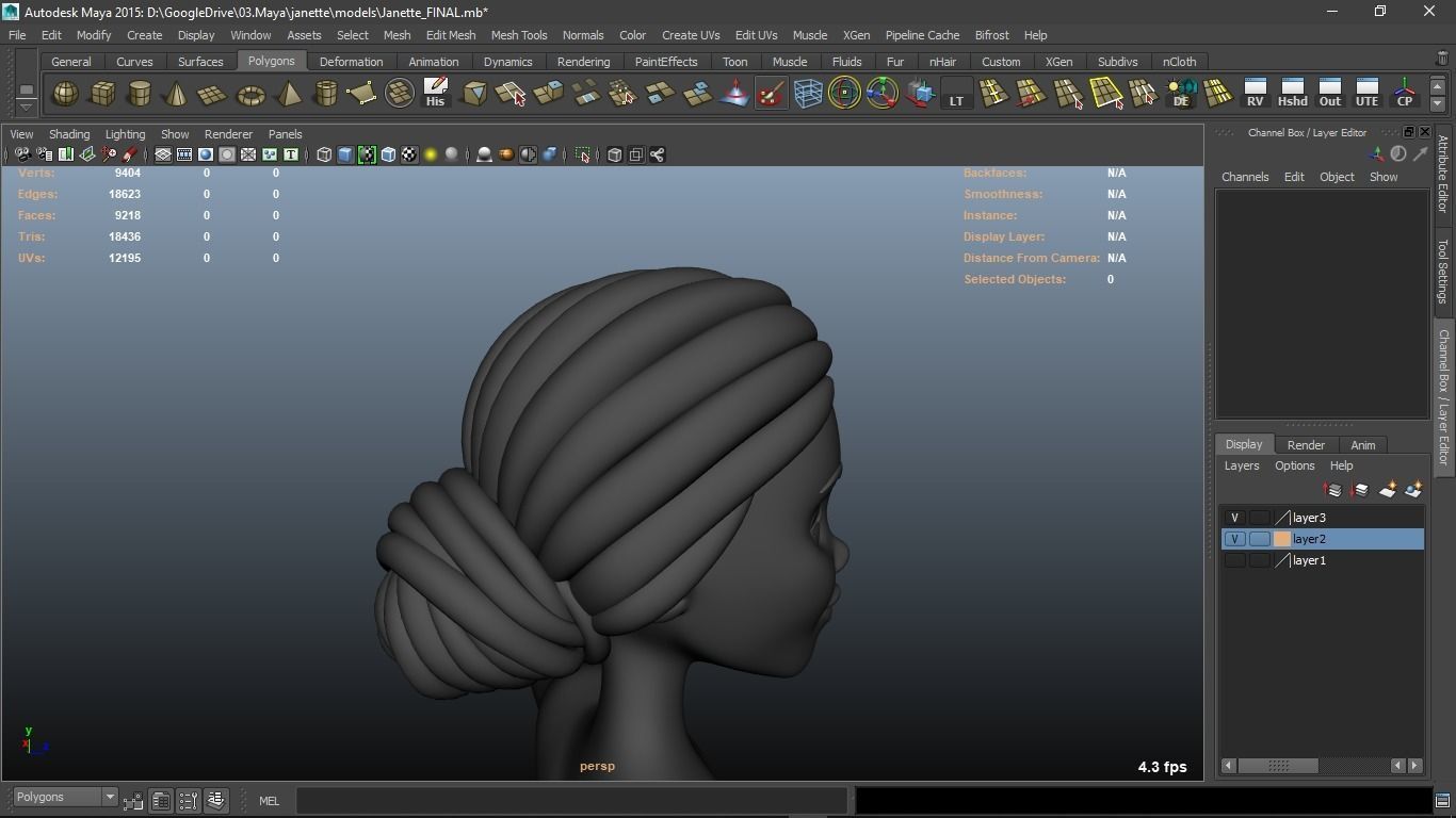 Janette cartoon female character 3D model_38