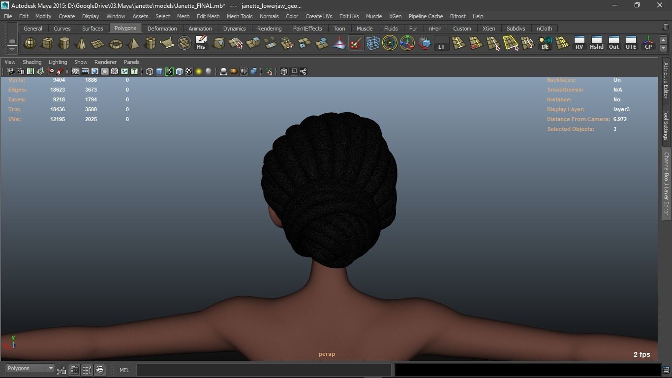 Janette cartoon female character 3D model_14