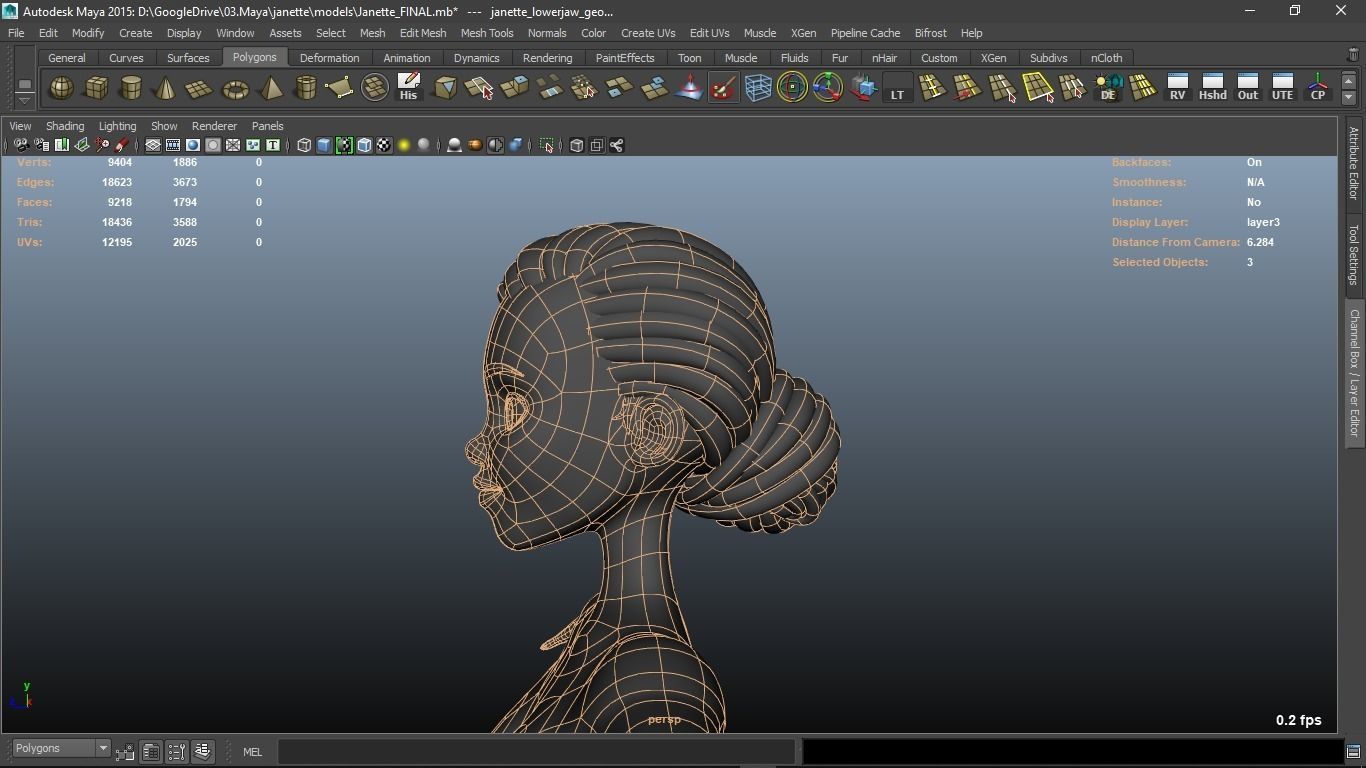 Janette cartoon female character 3D model_13