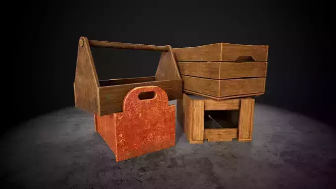 Old wooden crates pack