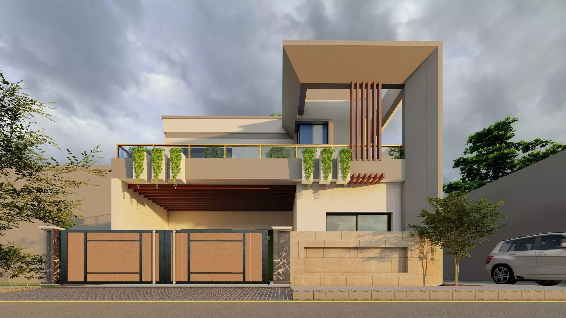 Exterior modern house design in islamabad 3D print model