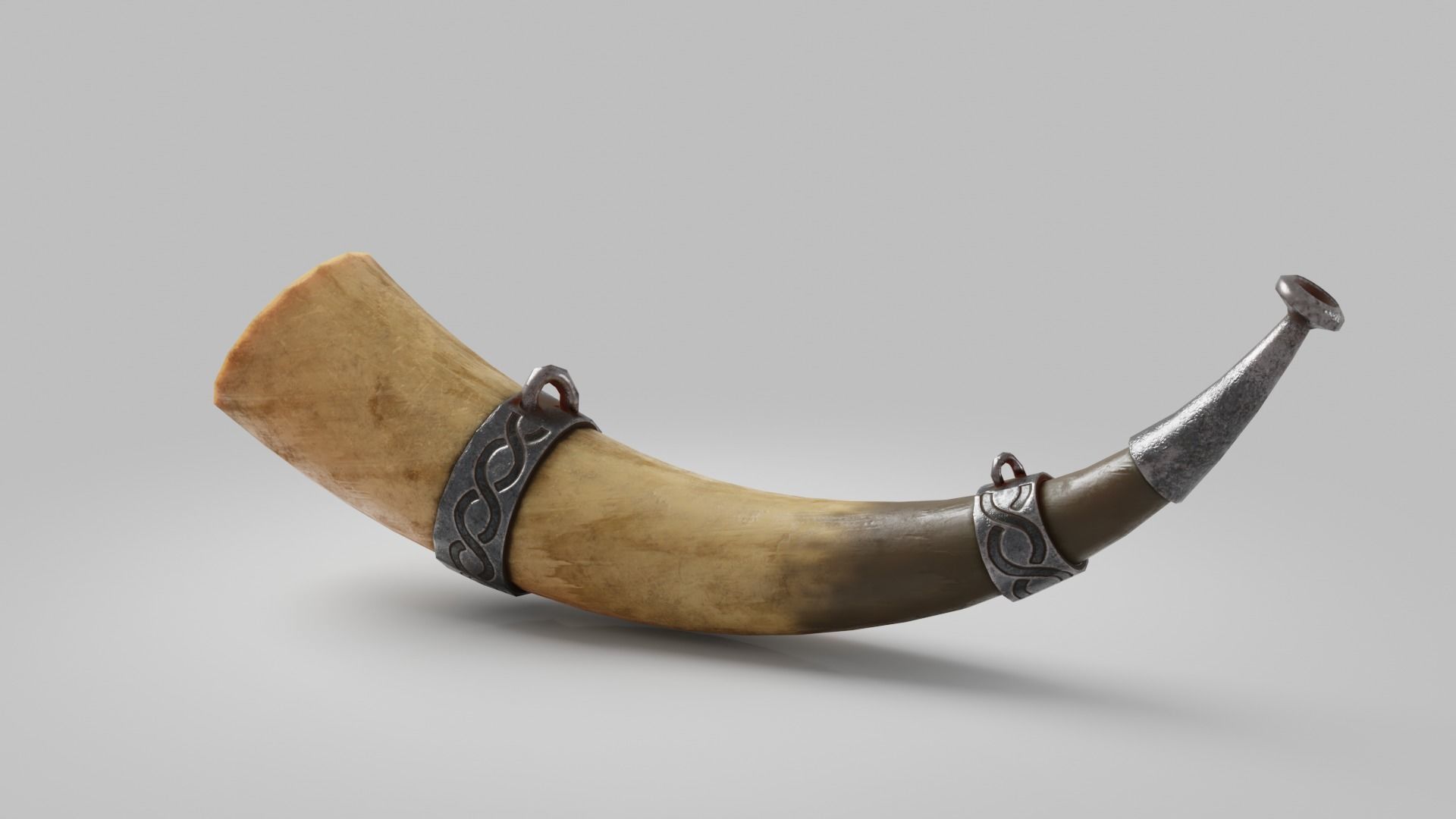 Viking Fantasy Warhorn Low Poly asset Low-poly 3D model_6