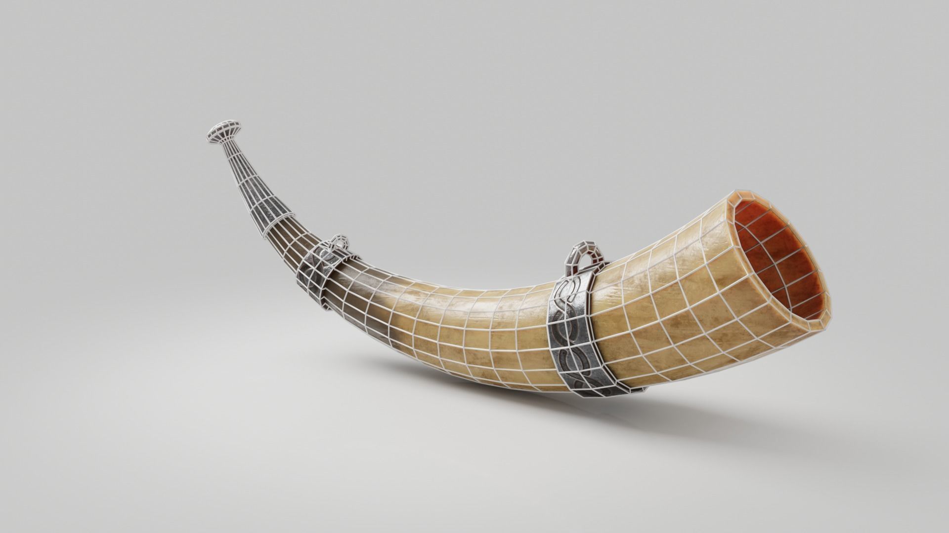 Viking Fantasy Warhorn Low Poly asset Low-poly 3D model_2