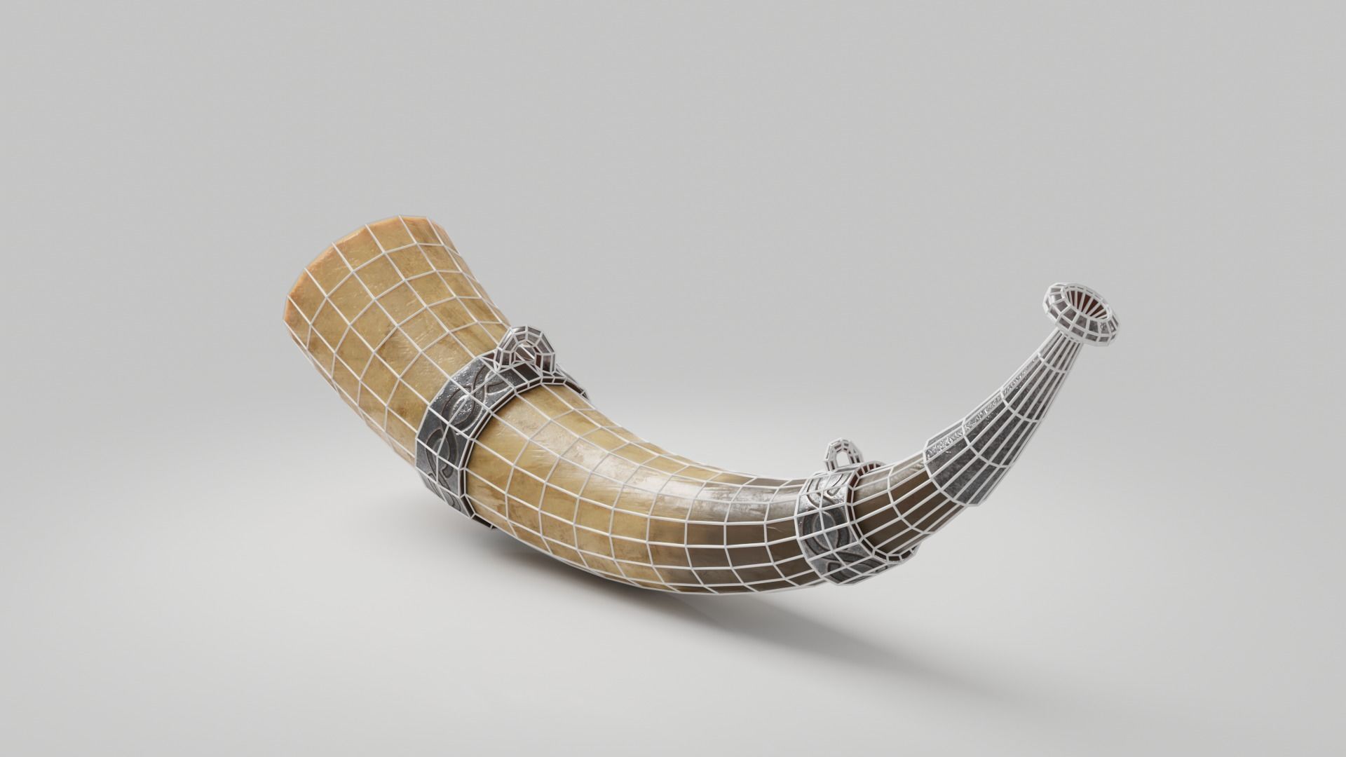 Viking Fantasy Warhorn Low Poly asset Low-poly 3D model_9