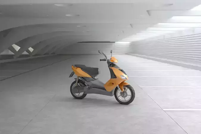 Scooter-Motorcycle 3d Model electric scooter in parking garage