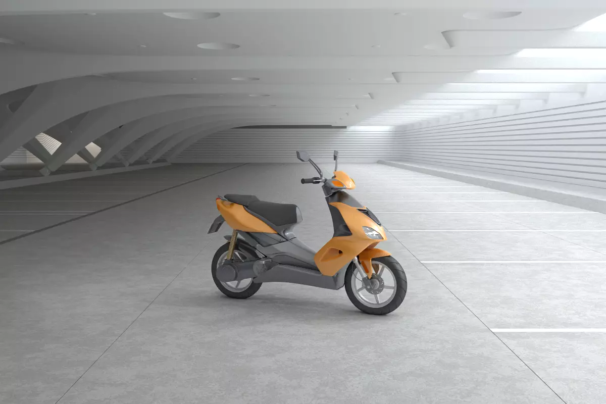 Scooter-Motorcycle 3d Model electric scooter in parking garage 3D print model