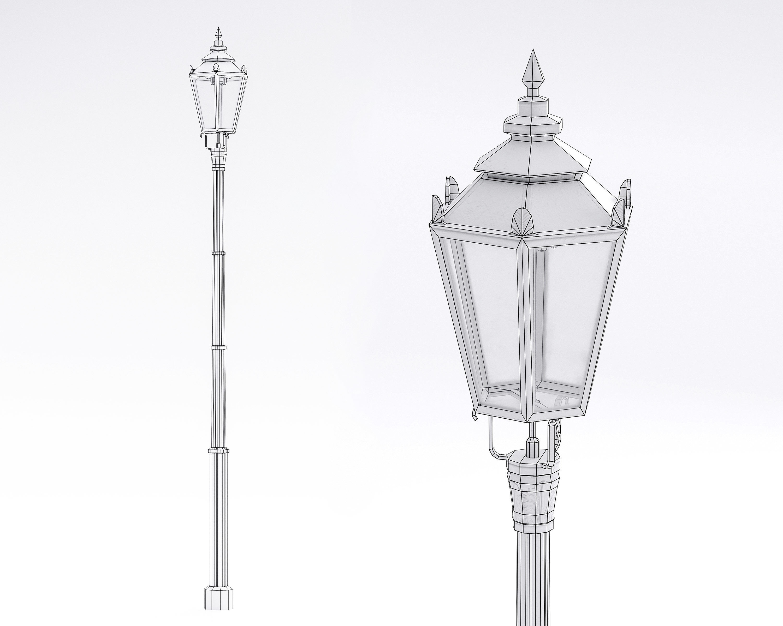 Old street lamp Warsaw Free low-poly 3D model_2