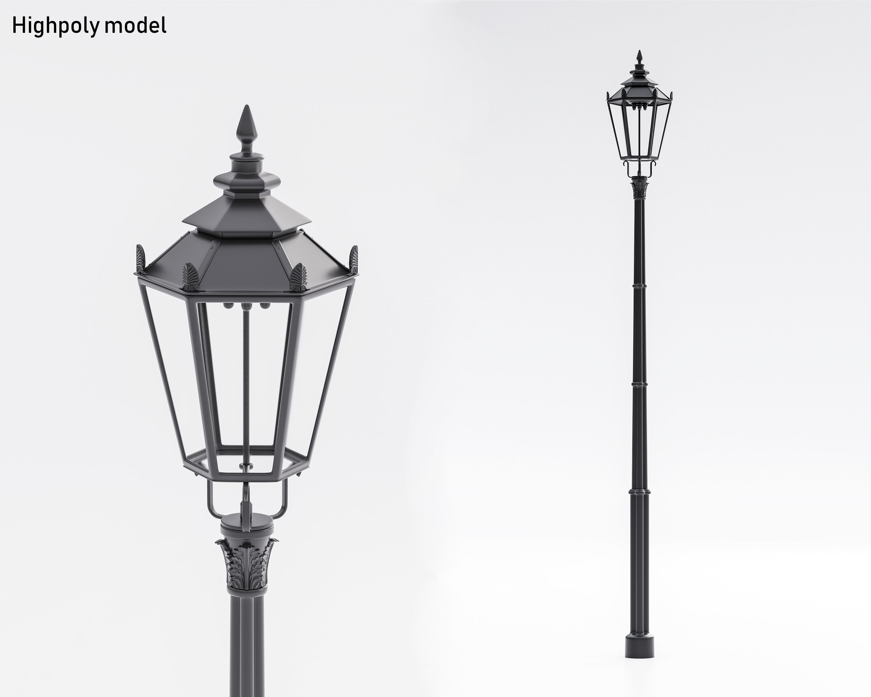 Old street lamp Warsaw Free low-poly 3D model_3