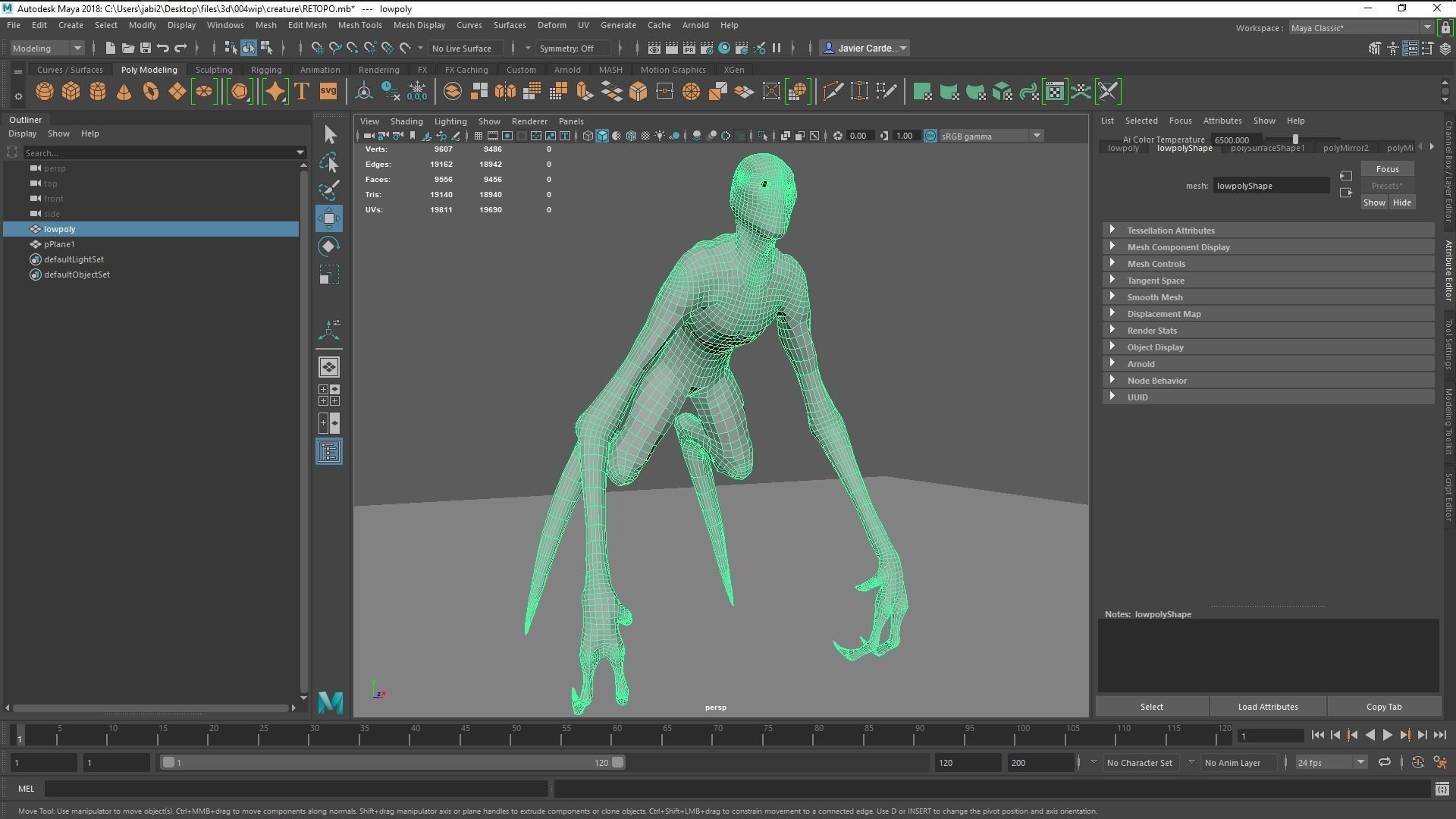 Creature Game Ready alien with long legs Low-poly 3D model_7