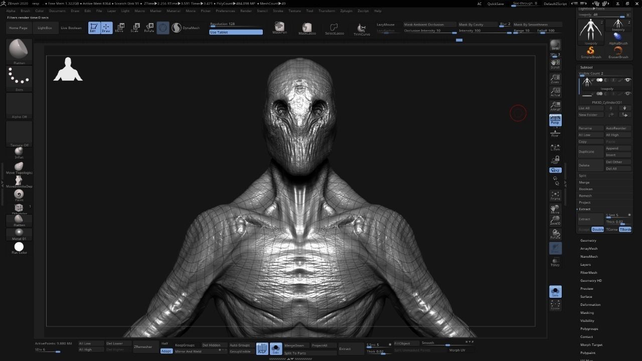 Creature Game Ready alien with long legs Low-poly 3D model_9