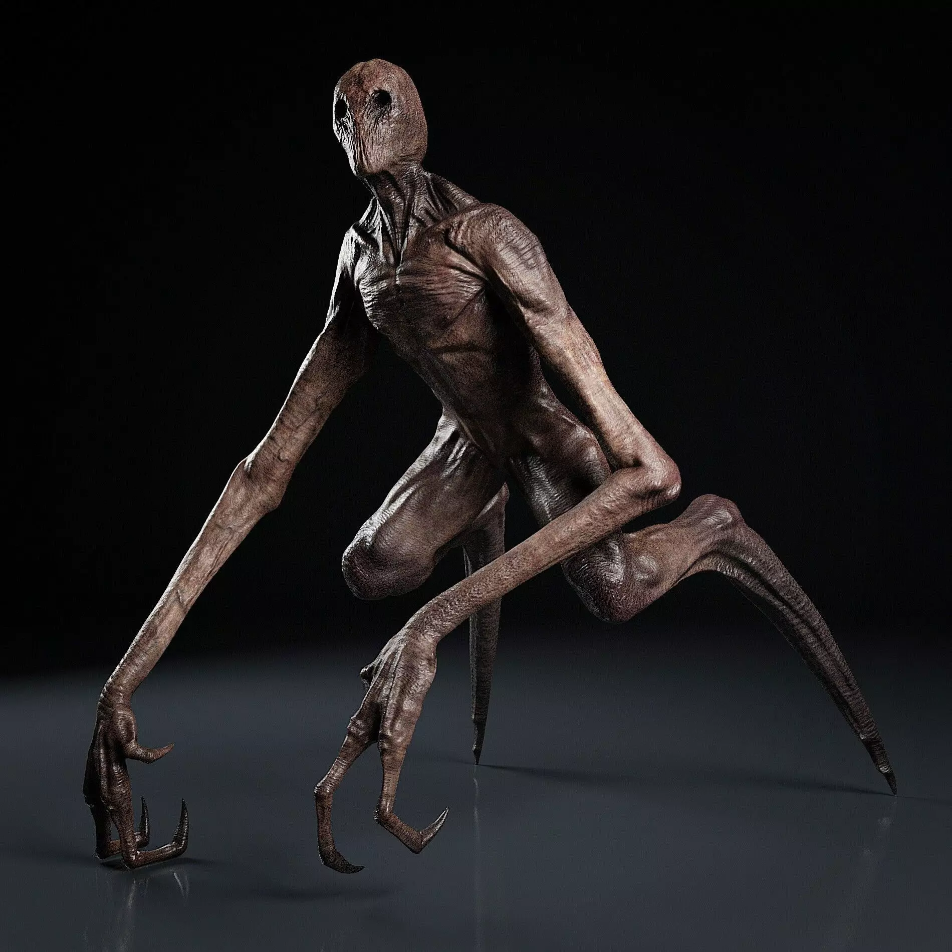 Creature Game Ready alien with long legs Low-poly 3D model_0