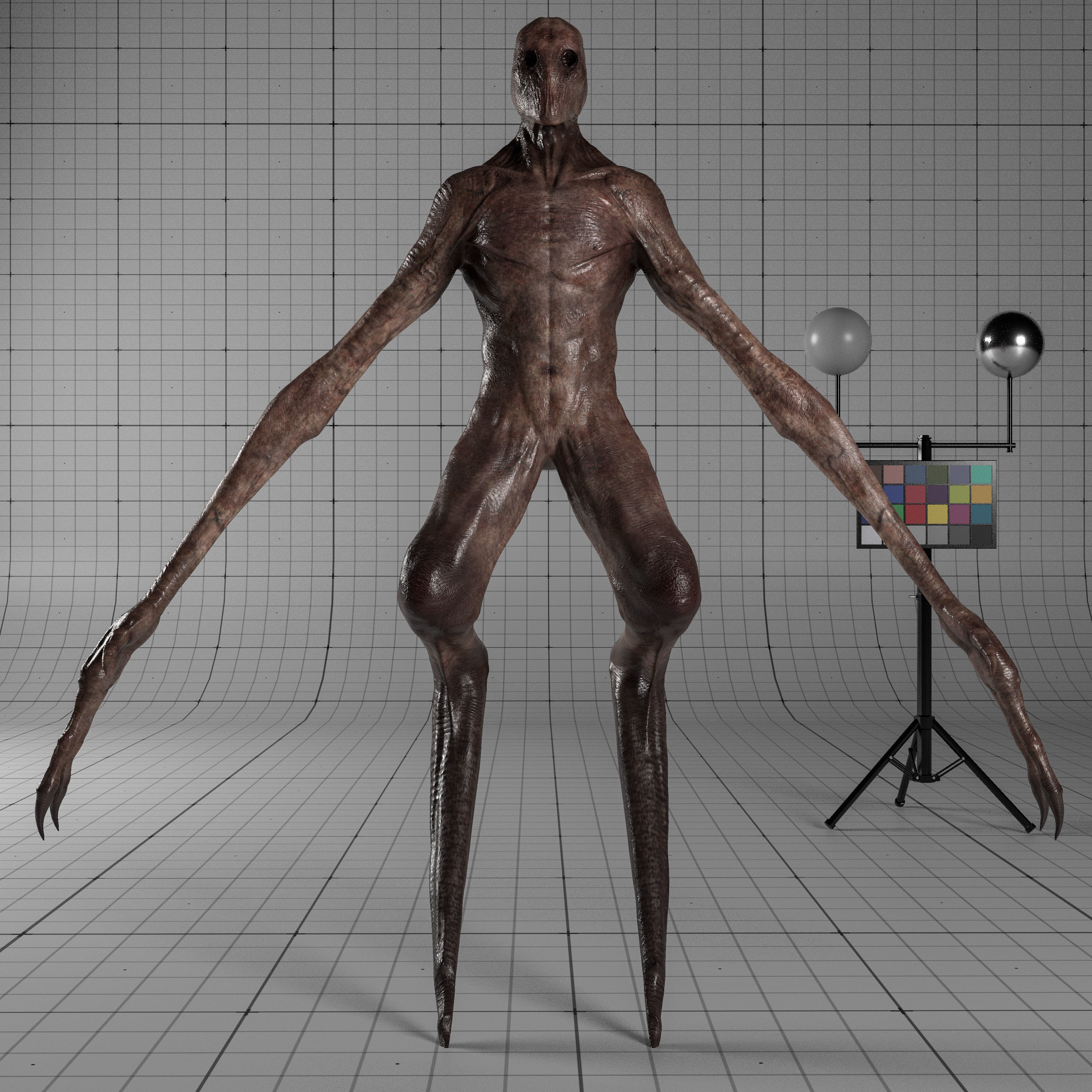 Creature Game Ready alien with long legs Low-poly 3D model_1
