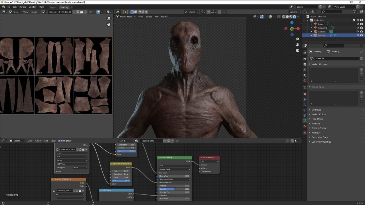 Creature Game Ready alien with long legs Low-poly 3D model_12