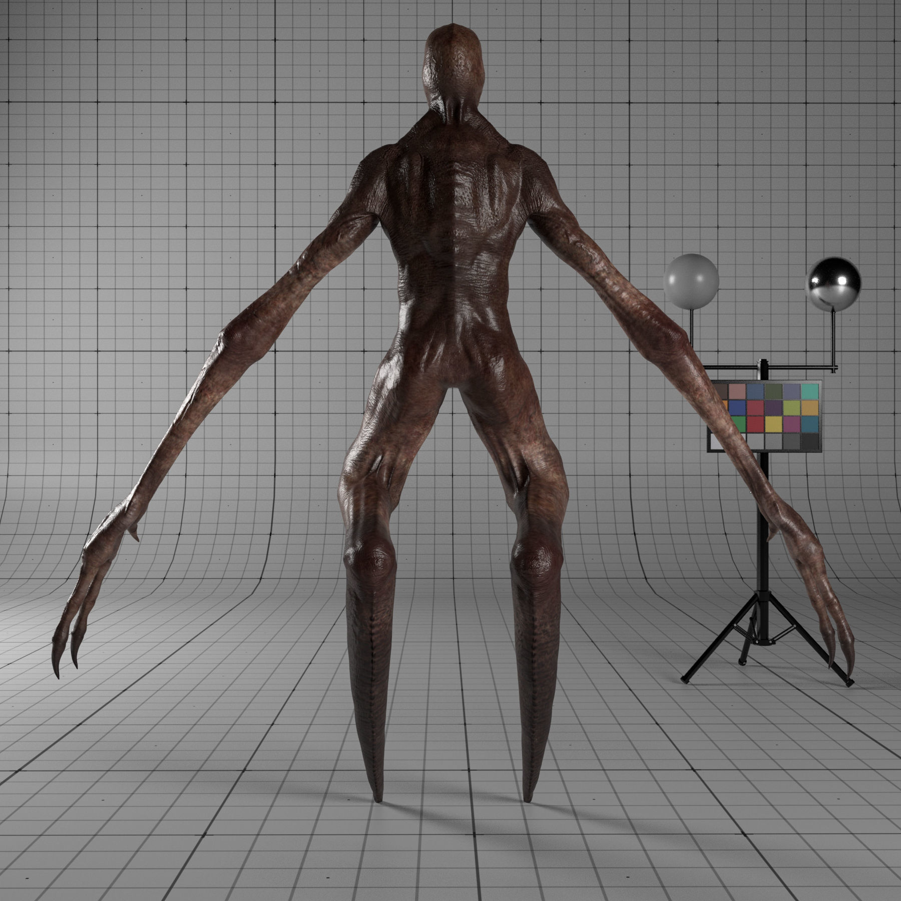 Creature Game Ready alien with long legs Low-poly 3D model_2