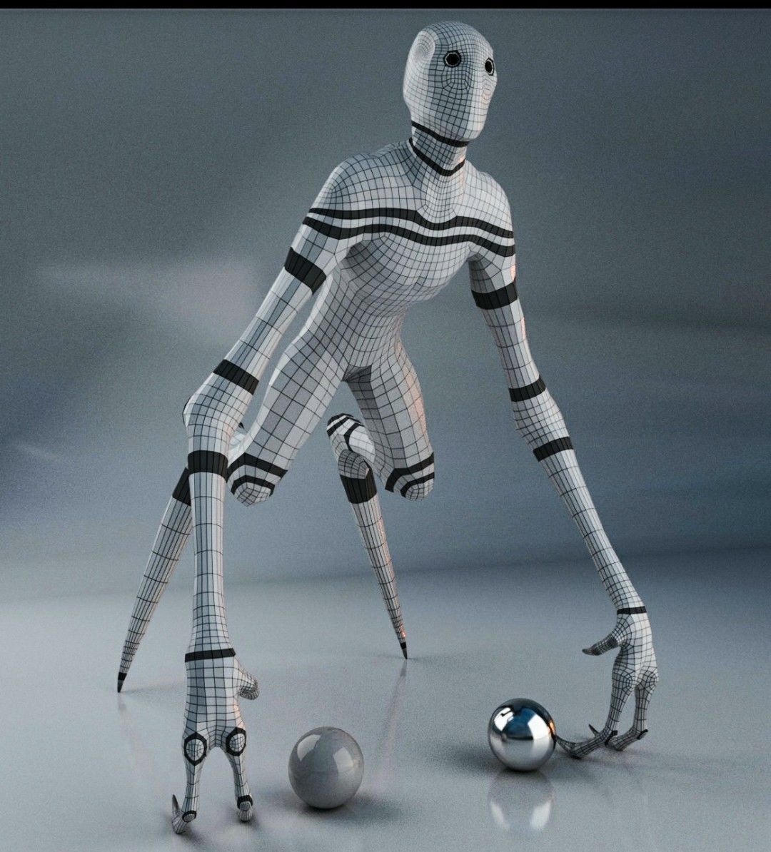 Creature Game Ready alien with long legs Low-poly 3D model_3