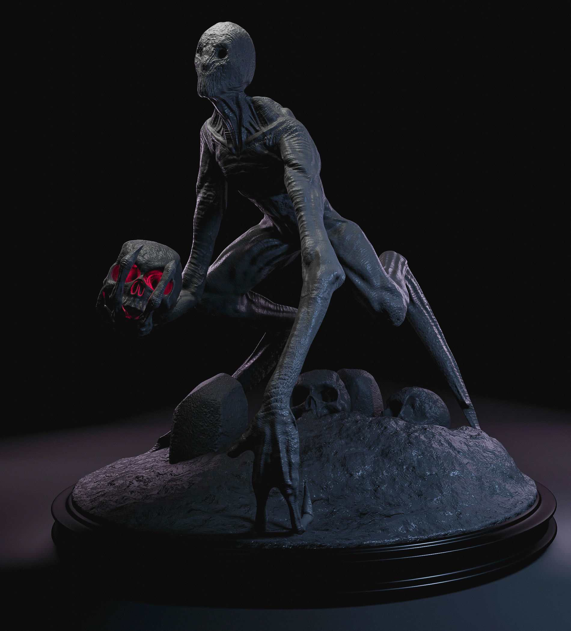 Creature Game Ready alien with long legs Low-poly 3D model_5