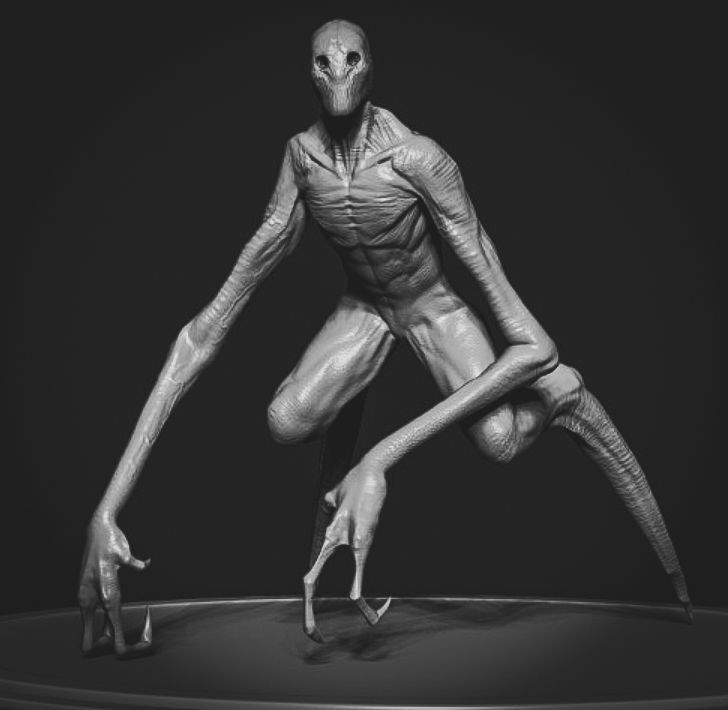 Creature Game Ready alien with long legs Low-poly 3D model_6