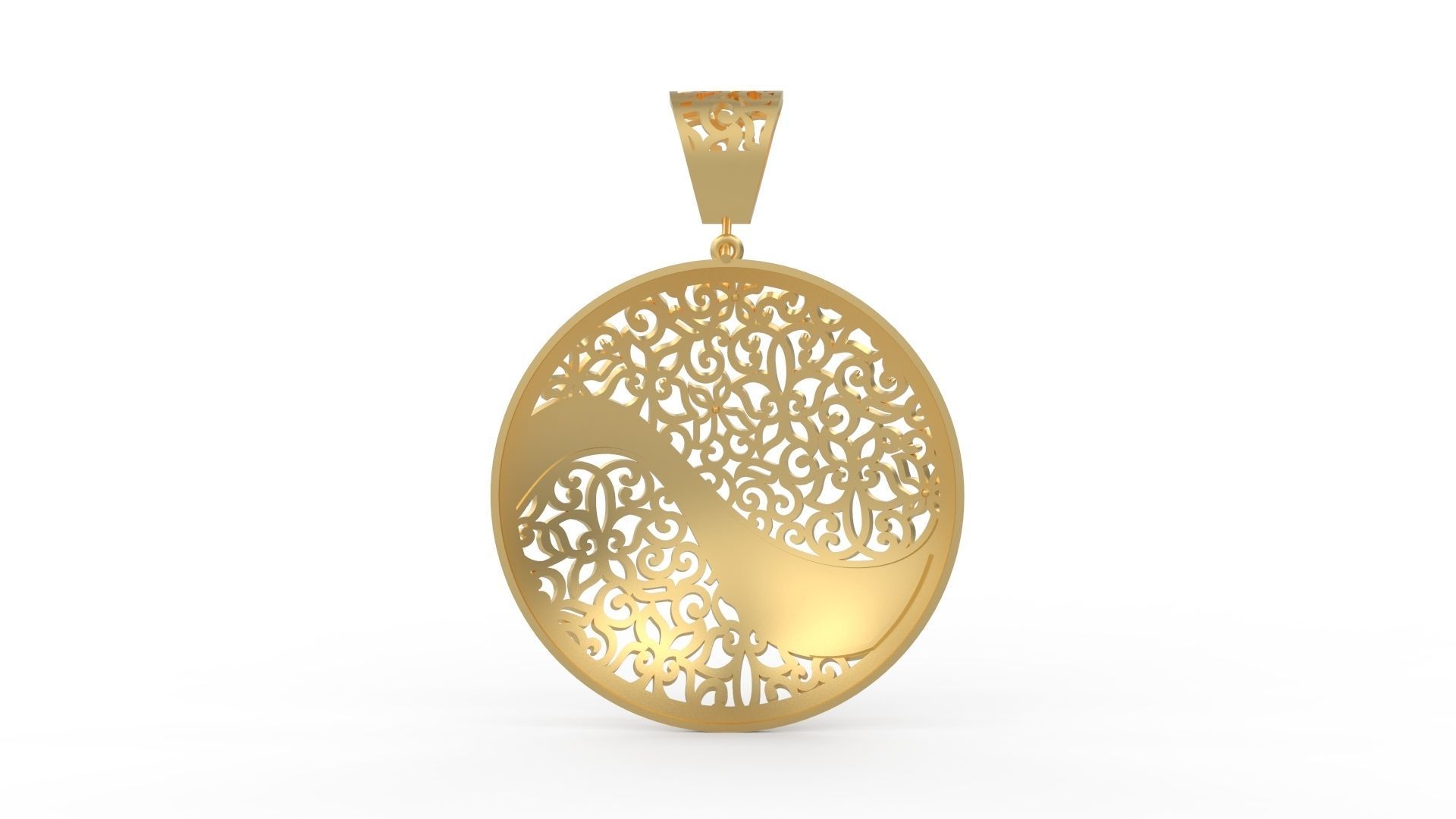 Ultra Vision Oval Circle Flower Pattern Pendant 3D print model_7