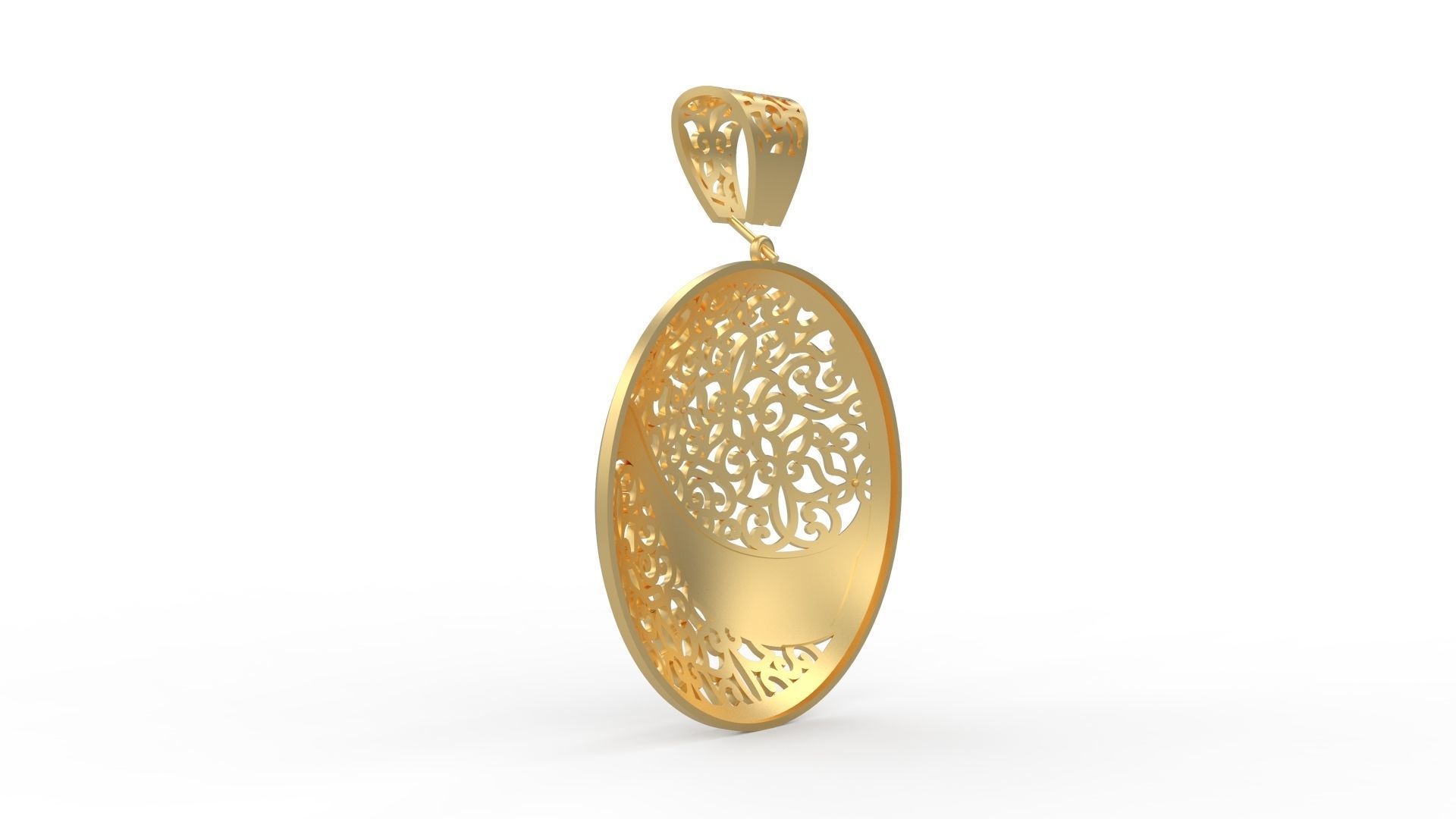 Ultra Vision Oval Circle Flower Pattern Pendant 3D print model_6