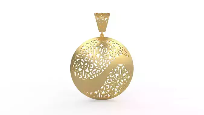 Ultra Vision Oval Circle Flower Pattern Pendant