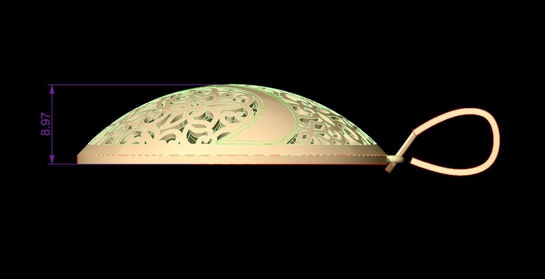 Ultra Vision Oval Circle Flower Pattern Pendant 3D print model_2