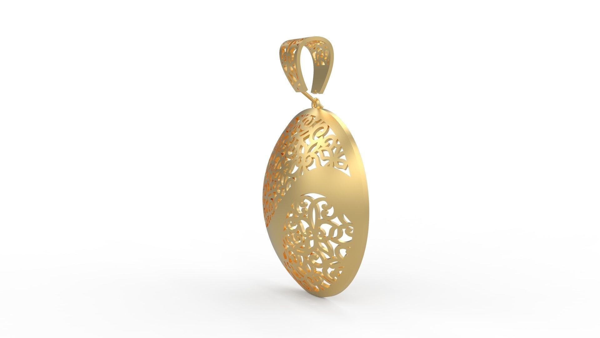 Ultra Vision Oval Circle Flower Pattern Pendant 3D print model_3