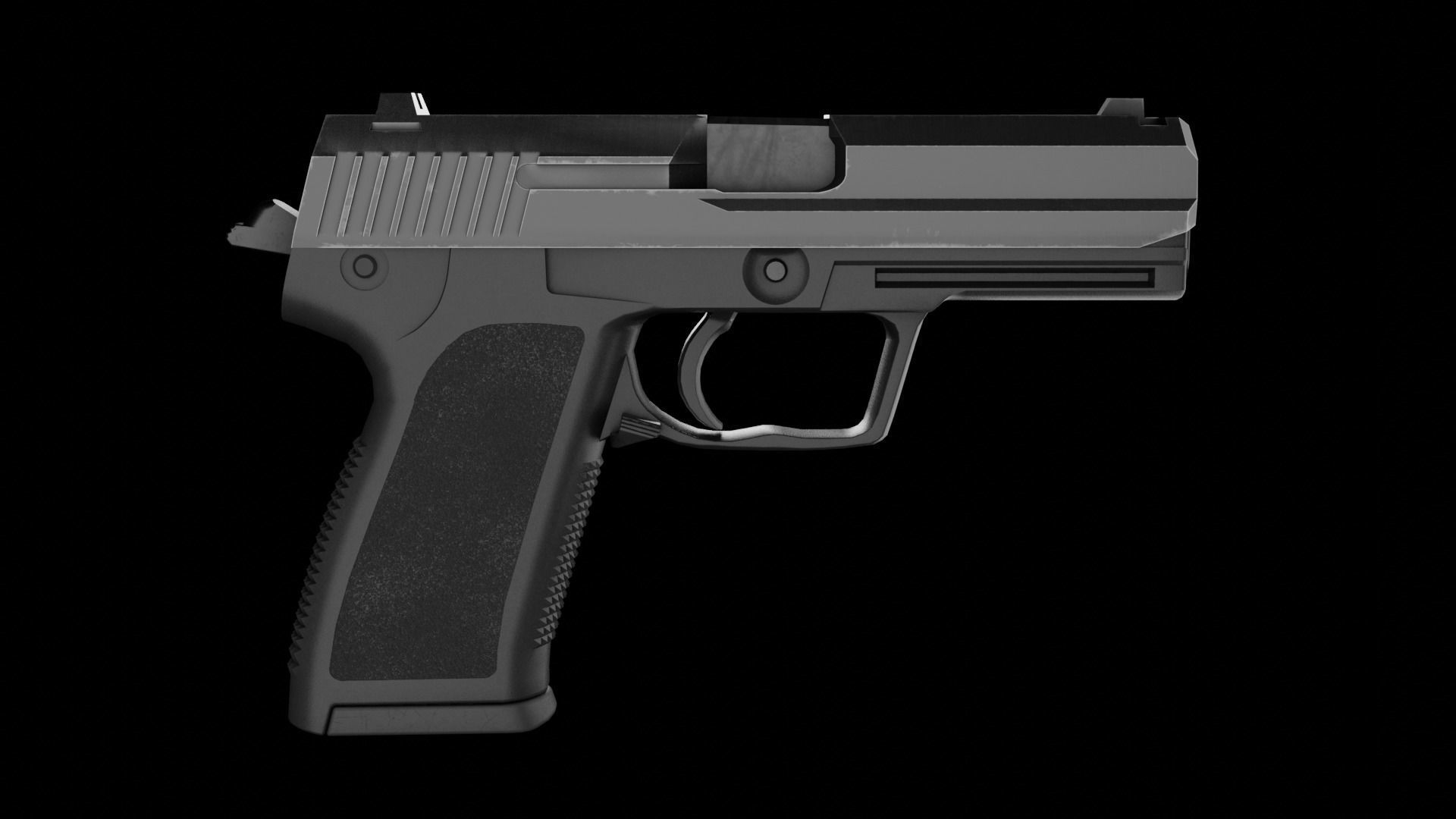 HK USP9mm Handgun Low-poly 3D model_7