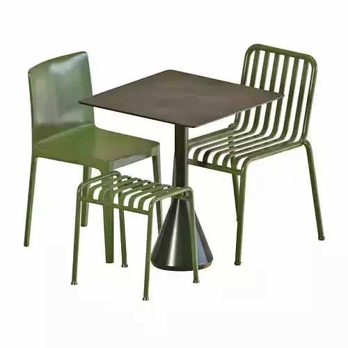 Hay table and chairs set 5 3D model