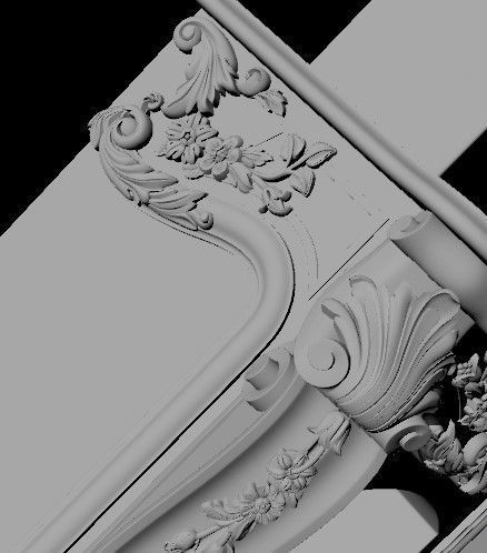 fireplace ornate gold 3D model_4