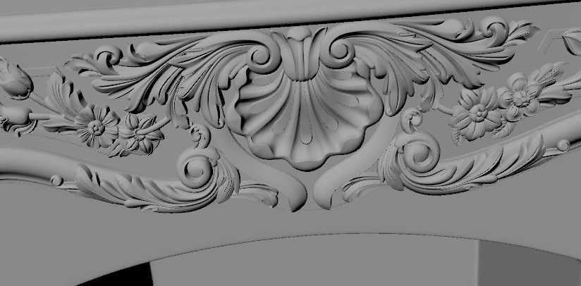 fireplace ornate gold 3D model_2