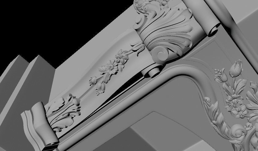 fireplace ornate gold 3D model_3