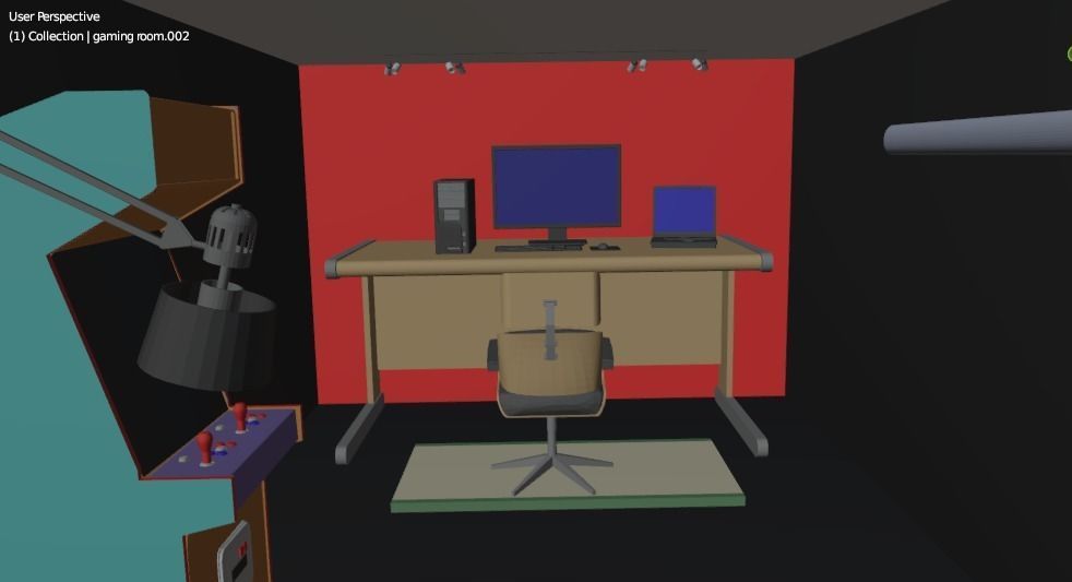 GAMING room high detailed Low-poly 3D model_2