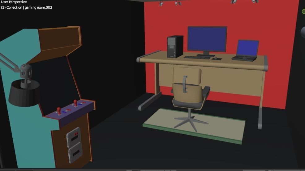 GAMING room high detailed Low-poly 3D model_4