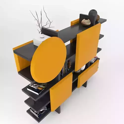 Shelf orange and bookcase