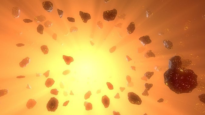 Heat asteroids Low-poly 3D model