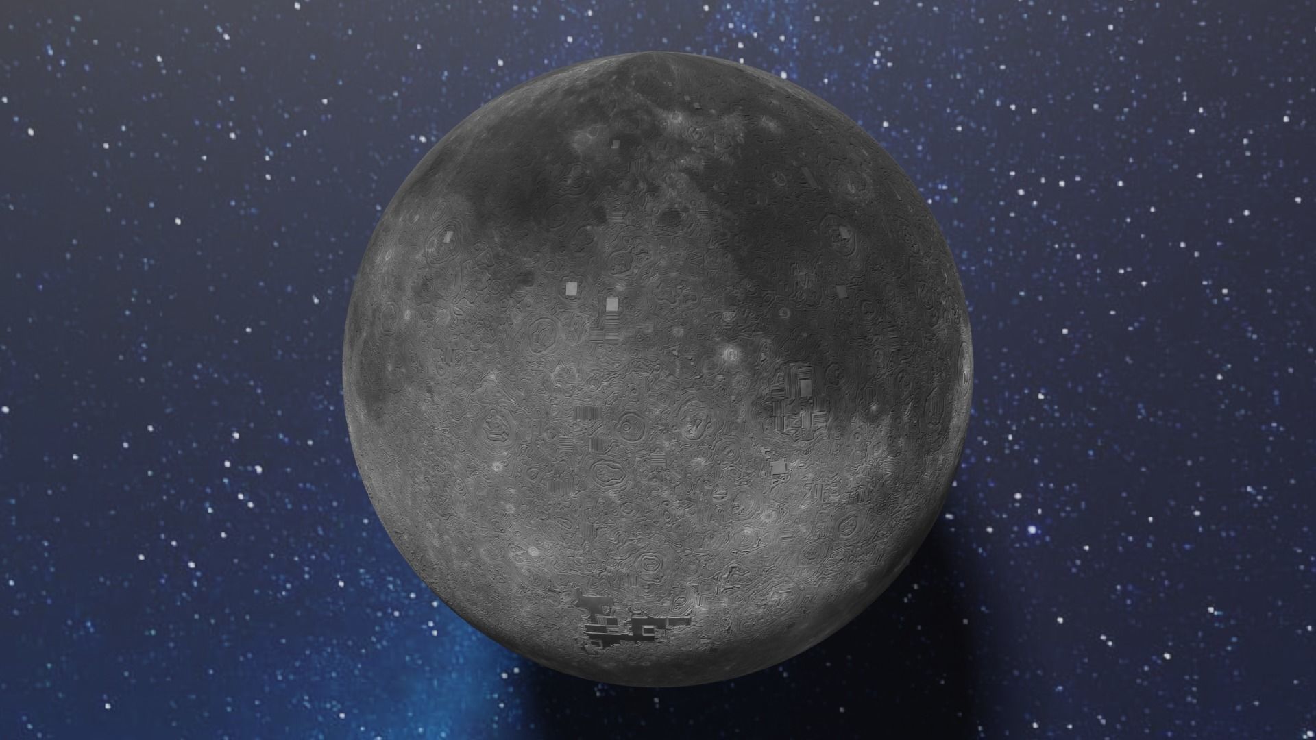 The Moon in space Low-poly 3D model_1