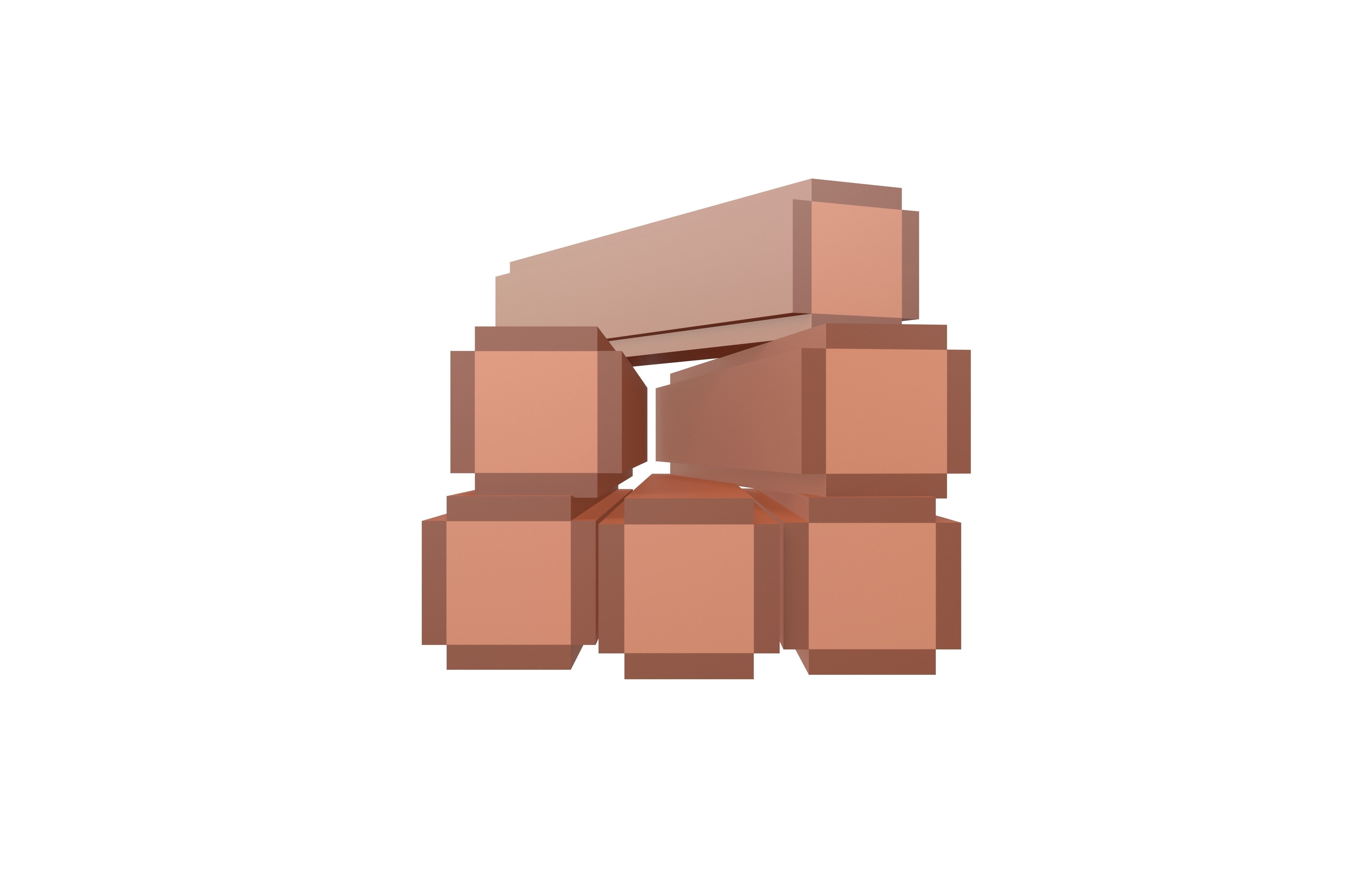 Voxel Wood Log v2 001 Low-poly 3D model_1