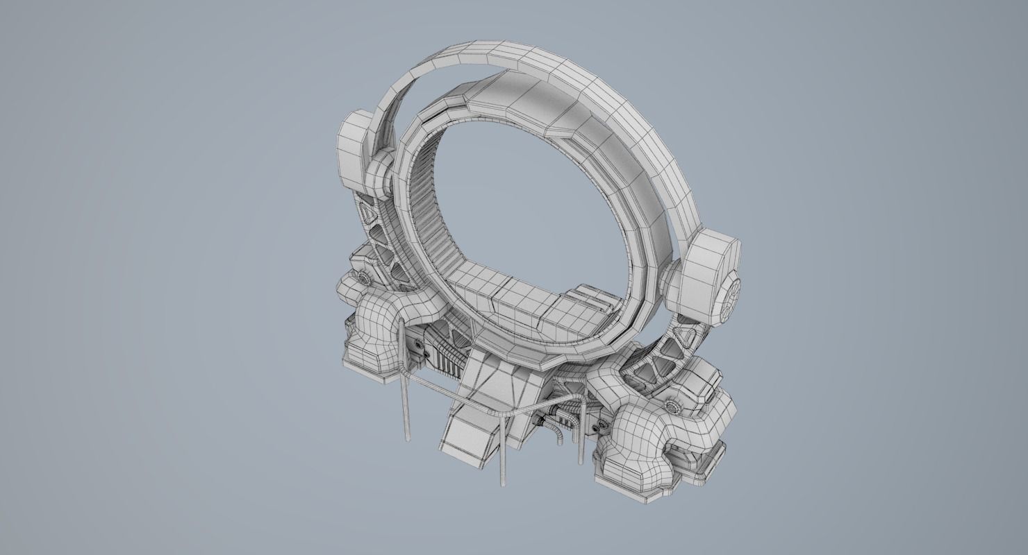 Teleport spaceship with circular mirror 3D model_16