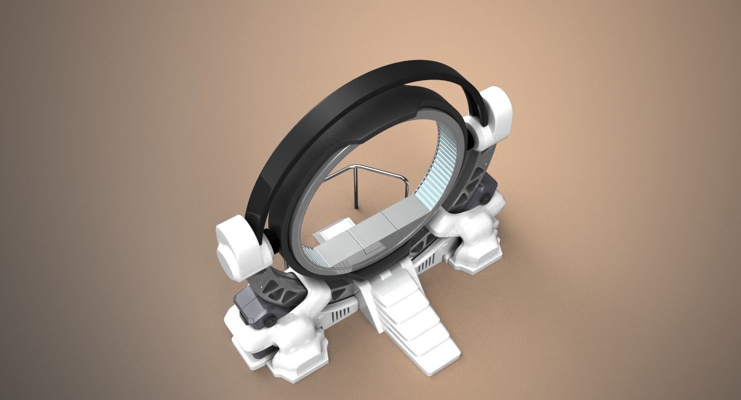 Teleport spaceship with circular mirror 3D model_6