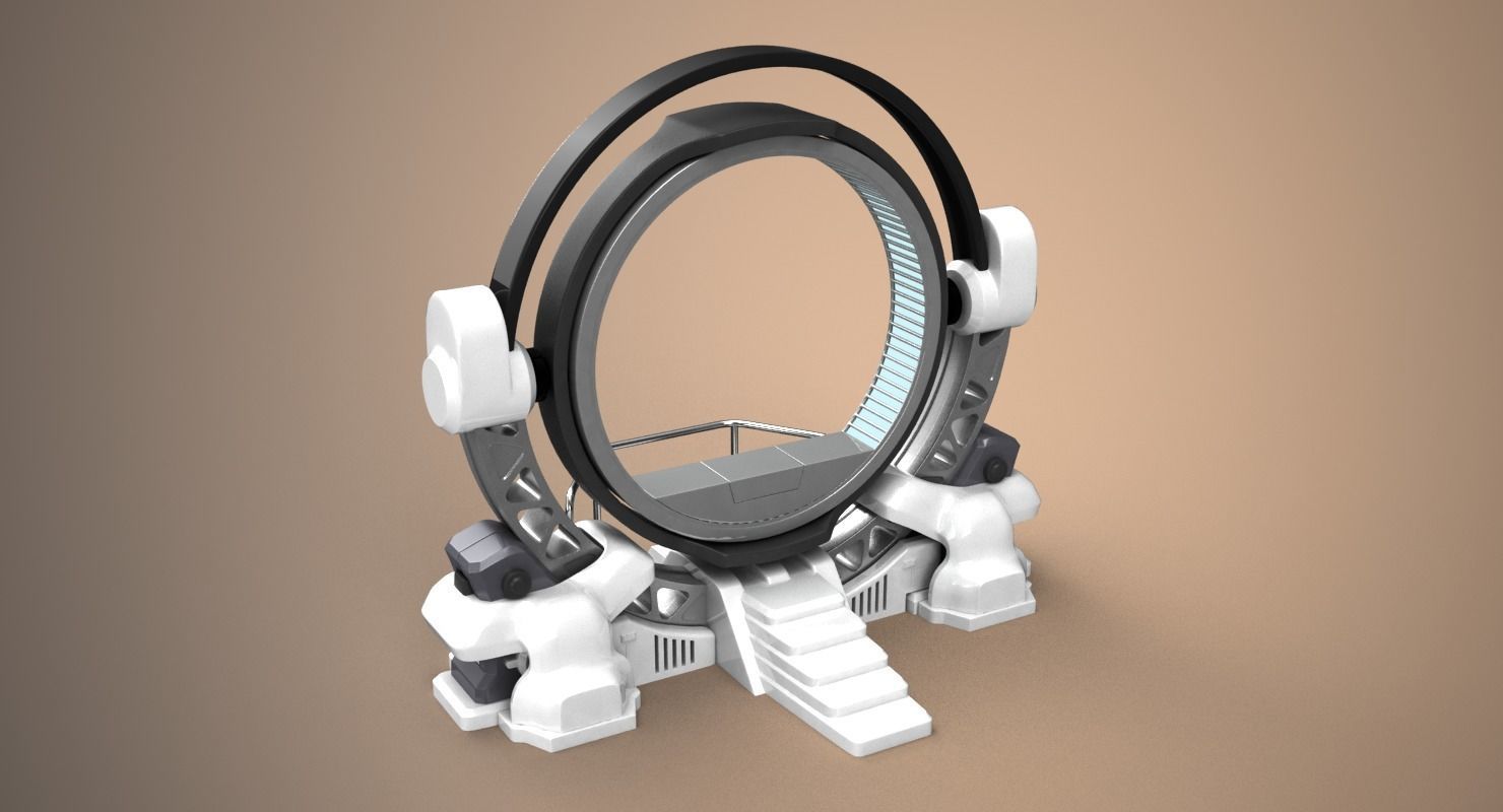 Teleport spaceship with circular mirror 3D model_1