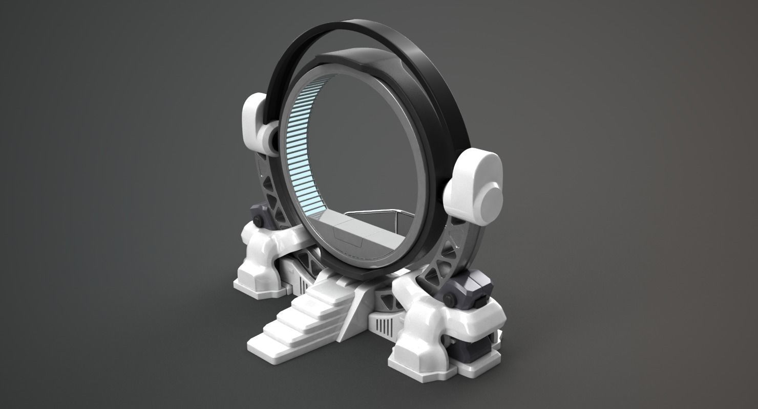 Teleport spaceship with circular mirror 3D model_2