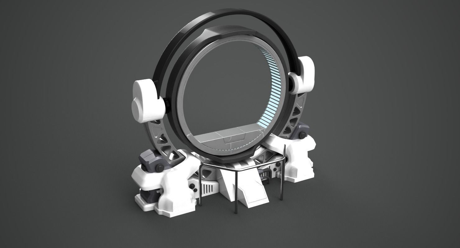 Teleport spaceship with circular mirror 3D model_4